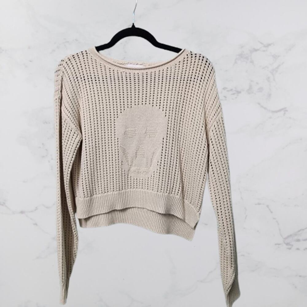 Pink Rose Beige Cropped Sweater XS
